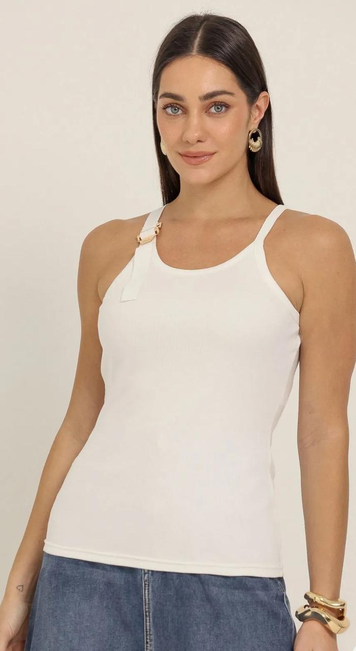 Regata De Malha Fivela Alça OFF- WHITE