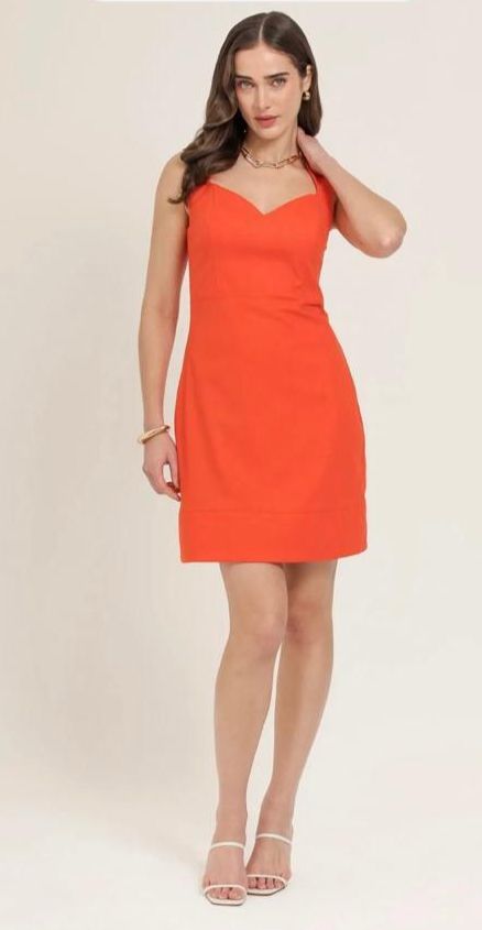 Vestido Curto Linho LARANJA